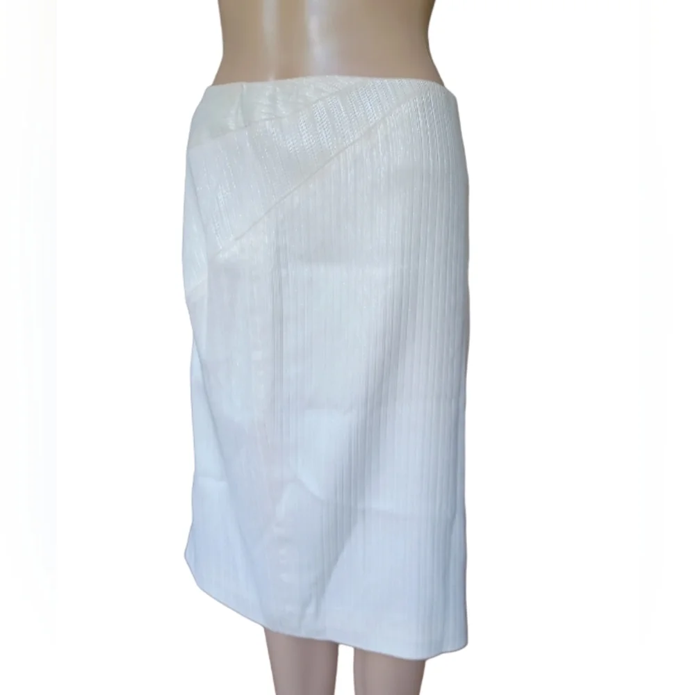 Gianni Versace Womens White Reflective Straight Pencil Skirt Knee Length Size 44 - Picture 2 of 9